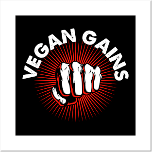 Gym Motivation Vegan Gains Posters and Art